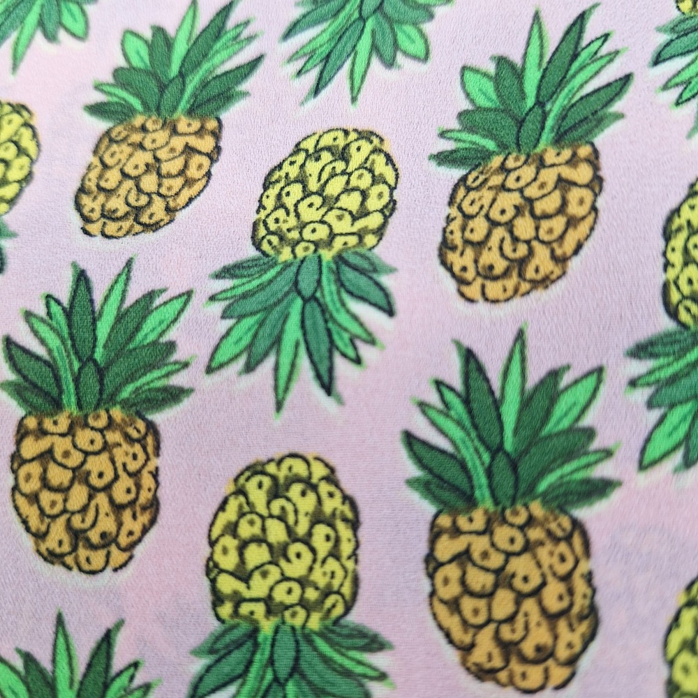 The Limited Blouse Womens Medium Pink Pineapple Print Sleeveless V-Neck Kitsch‎ - Picture 10 of 10